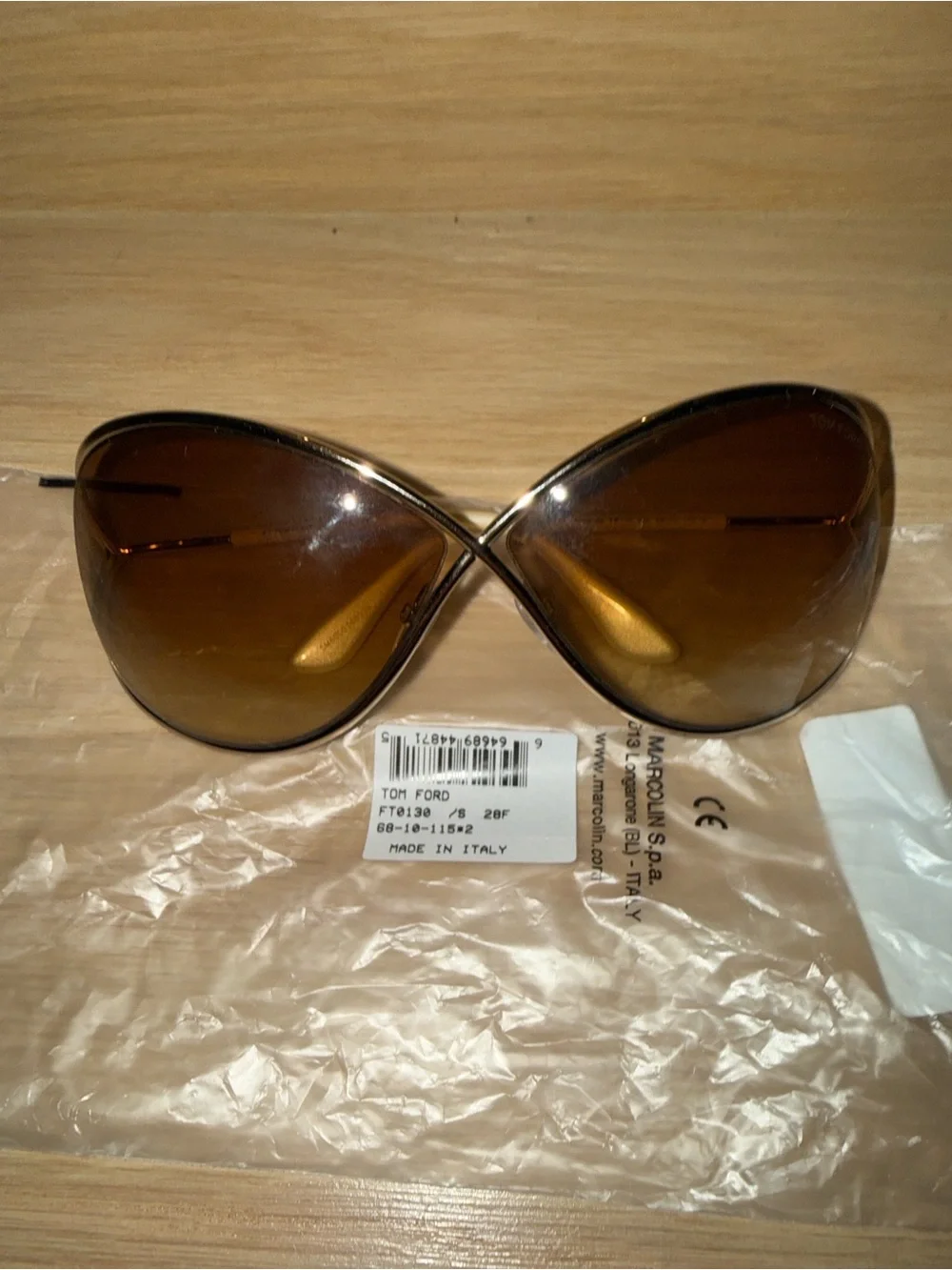 Tom Ford Miranda TF130 28F 68-10 Aviator Sunglasses Rose Gold Gradient Authentic